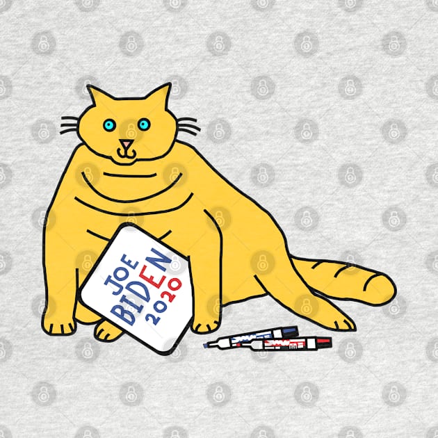 Chonky Cat with Joe Biden Sign by ellenhenryart